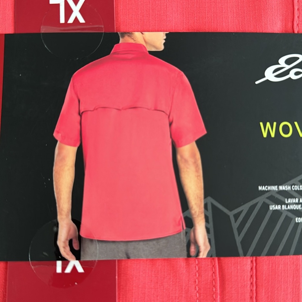 Eddie Bauer woven tech shirt, Fishing shirt, Coral, new with tags - Picture 5 of 6